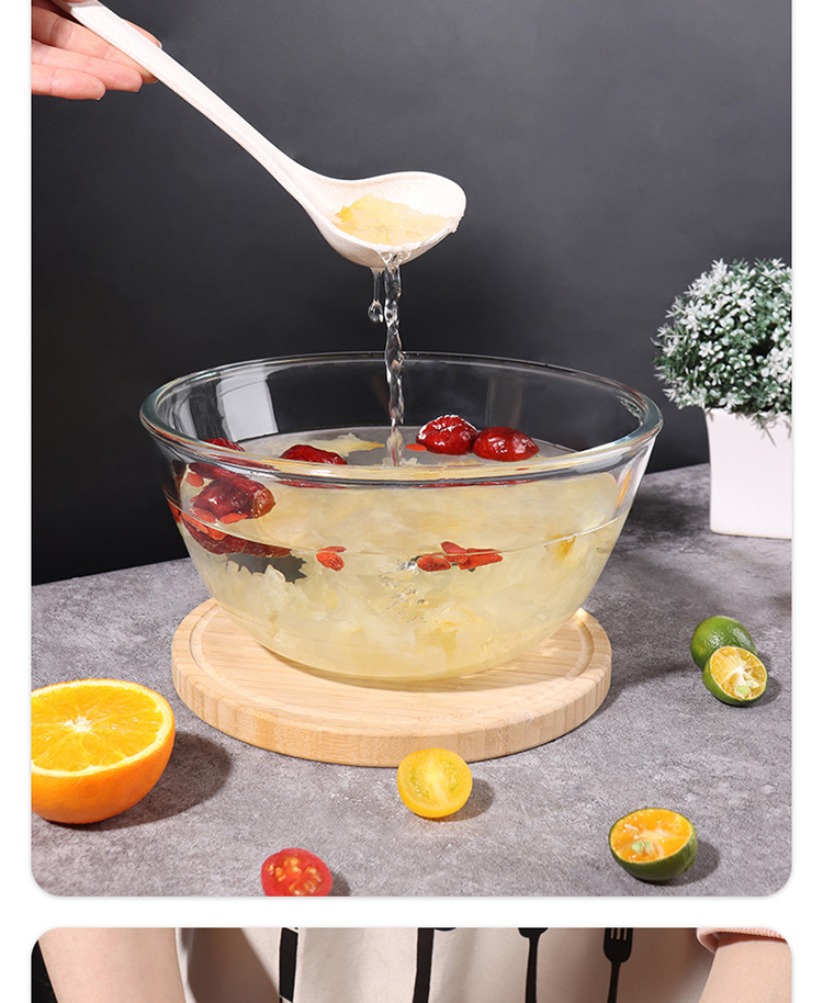 BJ Glass Bowl, Fruit Salad Bowl, Glass Basin, Mixing Bowl, Transparent Bowl, Egg Beating Bowl, Cake Baking Bowl, 2100ML 3