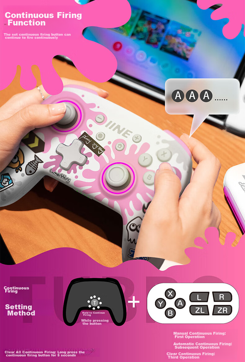 Liangzhi (INE) Compatible with Switch/switch2 Controller, Wireless Bluetooth Wake-Up Pro Controller, PC Computer Steam NFC Function, Splatoon Accessories 5