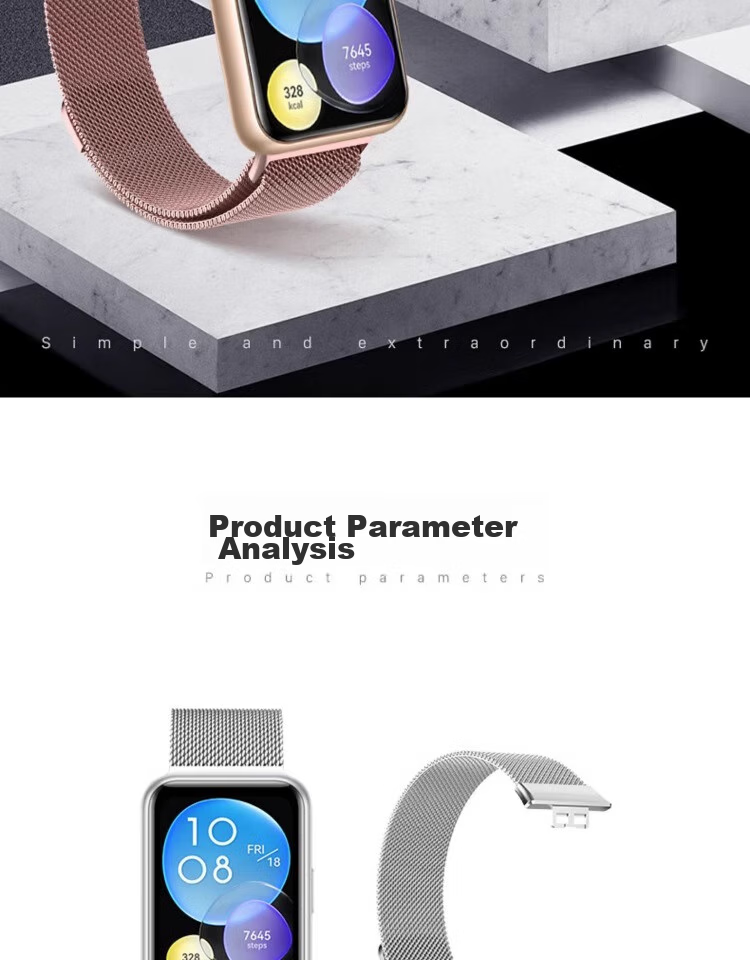 Iboann Genuine Leather Watch Strap Compatible with Huawei Fit2, Fashionable And Energetic Replacement Band for Huawei Watch Fit2, Black Wristband 2