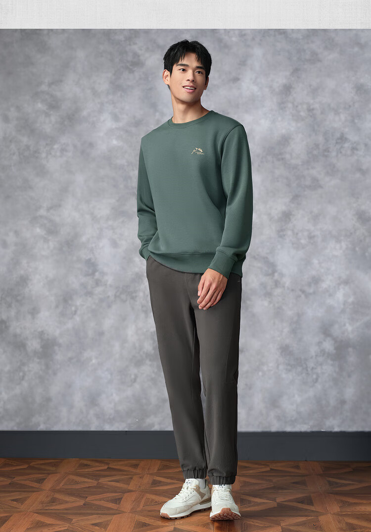 HLAHLA Men's Sweatshirt Mountain Series Embroidered Crew Neck Simple Long Sleeve 13