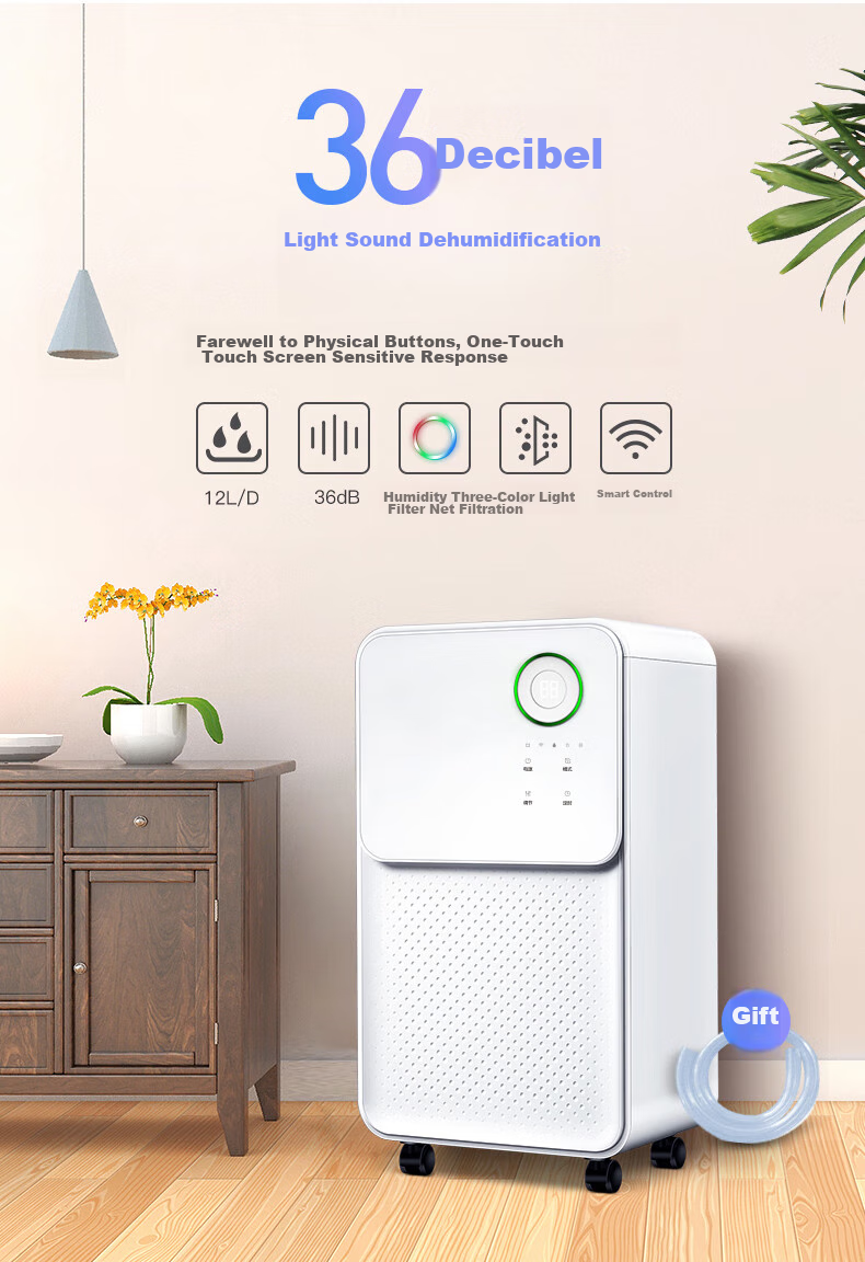 Eurgeen Dehumidifier, 12L/Day Dehumidification Capacity, 36dB Quiet Operation, Home Bedroom Clothes Dryer And Moisture Absorber, Basement Drying Machine OJ-128E 2