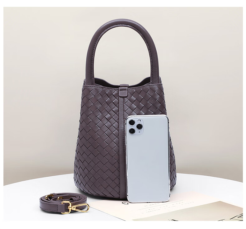 Viney Leather Bucket Bag Brand Handbag, Women's Light Luxury Crossbody Shoulder Bag, Practical Birthday And Mother's Day Gift for Mom 10