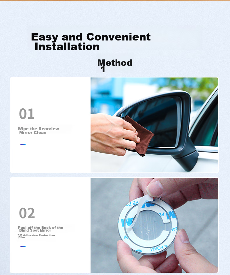 KOOLIFE Car Rearview Mirror Small Round Mirror, Reversing Mirror, Car Auxiliary Blind Spot Assist Wide-Angle Reflective Mirror, Small Round Mirror, Reversing Aid, High-Definition, Rainproof, 360-Degree Adjustable 16