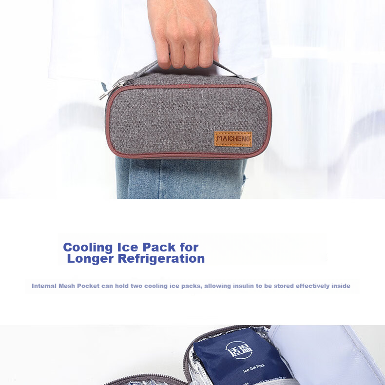 ASY Insulin Cooler Box Portable 2-8°C Medicine Refrigerator Breast Milk Cooler Insulin Insulation Bag Interferon Insulated Box Portable Airplane And High-Speed Rail Travel Medical Drug Storage Box Eye Drops Growth Hormone Injection Insulin Travel Kit Cold Storage Cooler Bag 8