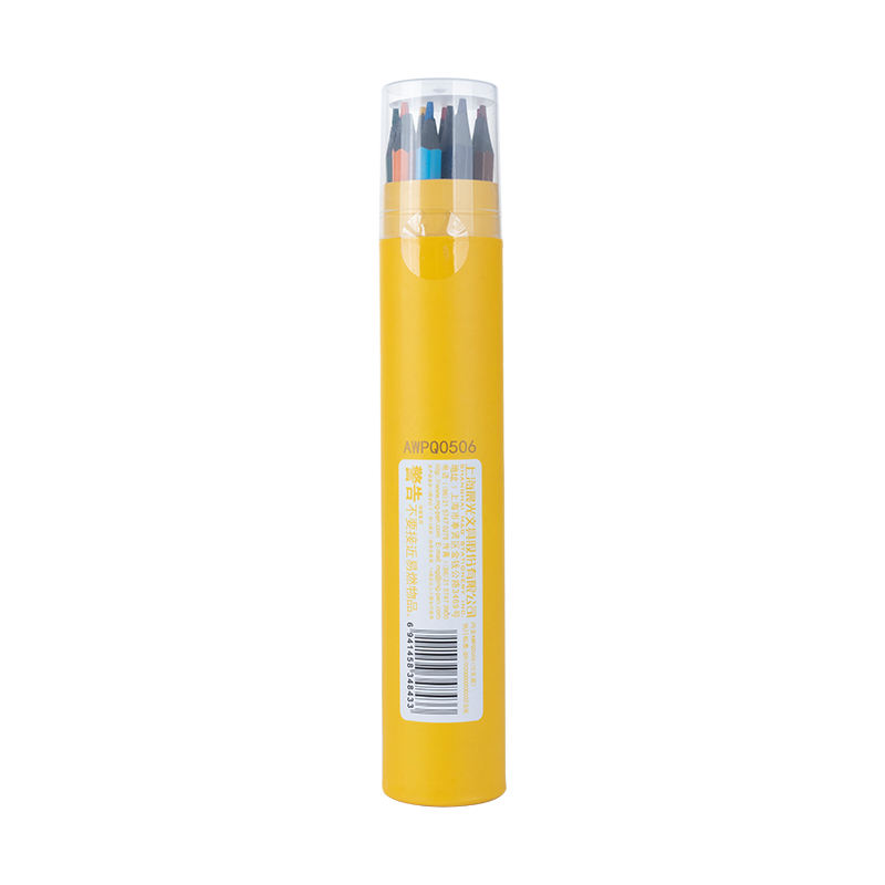 M&G Stationery, 12 Colors, Wood-Free Eco-Friendly Colored Pencils, Erasable, for Students' Art Drawing And Coloring, Yellow Tube, Birthday Gift, AWPQ0506