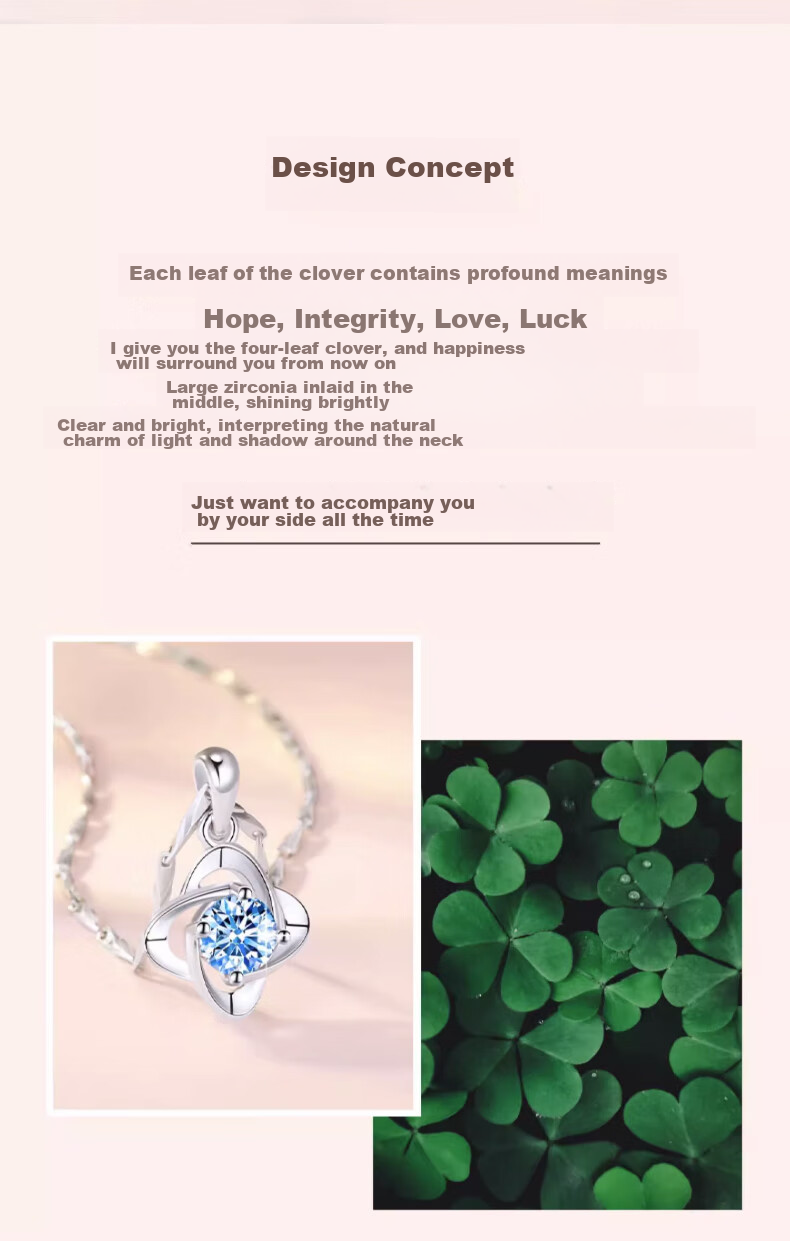 Zhoubaifu [1000+ Stores] Four-Leaf Clover Necklace for Women, Luxurious Silver Pendant, Birthday Gift for Girlfriend Or Wife 2