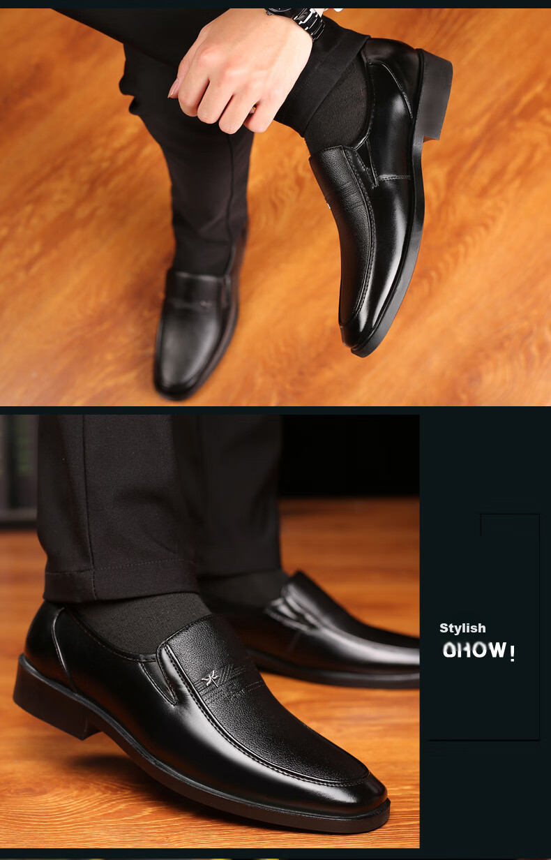 CARTELO Men's Leather Shoes, Business Casual Shoes for Spring, Comfortable Dad Shoes with Soft Soles, Driving Shoes for Men, 1202 Black, Size 38 15