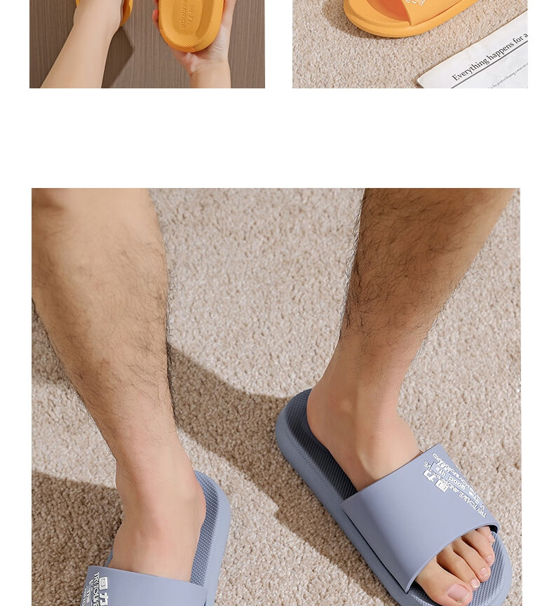 Huili Simple Couple Style Bathroom Indoor And Outdoor Wear Shower Non-Slip Wear-Resistant Soft Elastic Breathable Comfortable Thick-Soled Sandals Men's Model HL01815 Blue-Gray Size 42 5