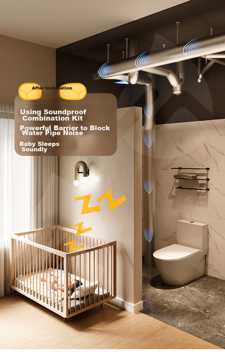 Xuanjia Mital Drain Pipe Soundproof Damping Pad Soundproof Cotton Bathroom Toilet Drainage Sound Absorbing Cotton 110 Type Pipe 4