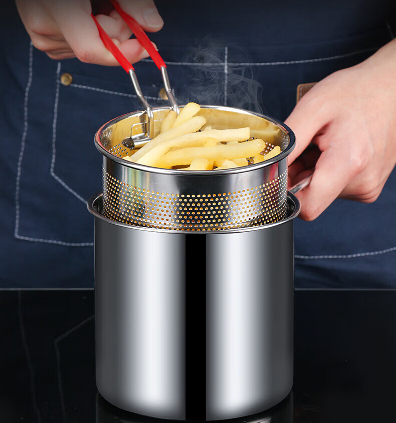 BJ Stainless Steel Deep Fryer for Tempura, Fried Chicken And General Cooking, Compatible with Induction And Gas Stoves, 1200ML Capacity 1