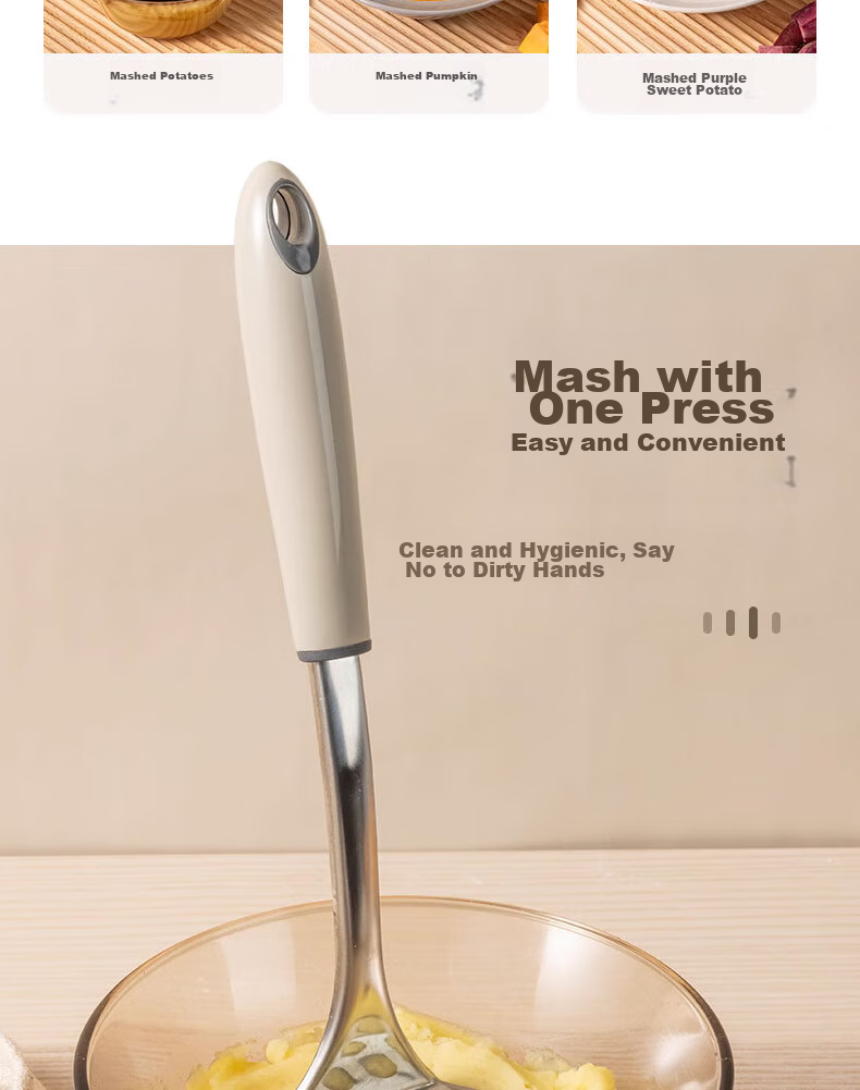 Dipuer 304 Potato Masher, Household Stainless Steel Food Press, Baby Food Supplement Tool, Food Crusher 6