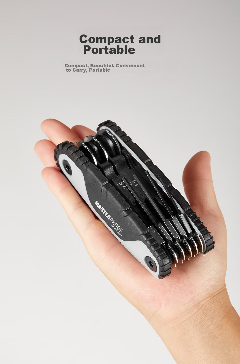 MASTERPROOF Folding Hex Key Set, Foldable Flat-Head Metric T-Shaped Hex Key, Bicycle Repair Tool 9