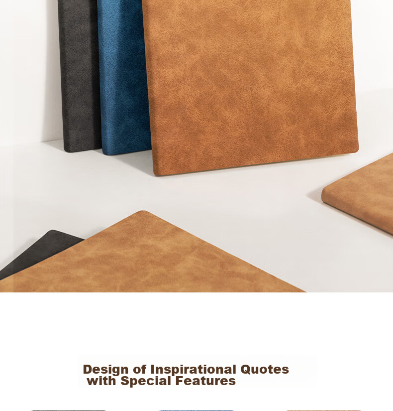 Deli A5 Lambskin Notebook, Leather Cover, Business Office Journal, Fashionable Text Series (Looking Forward), 80 Sheets BP152 Blue 2