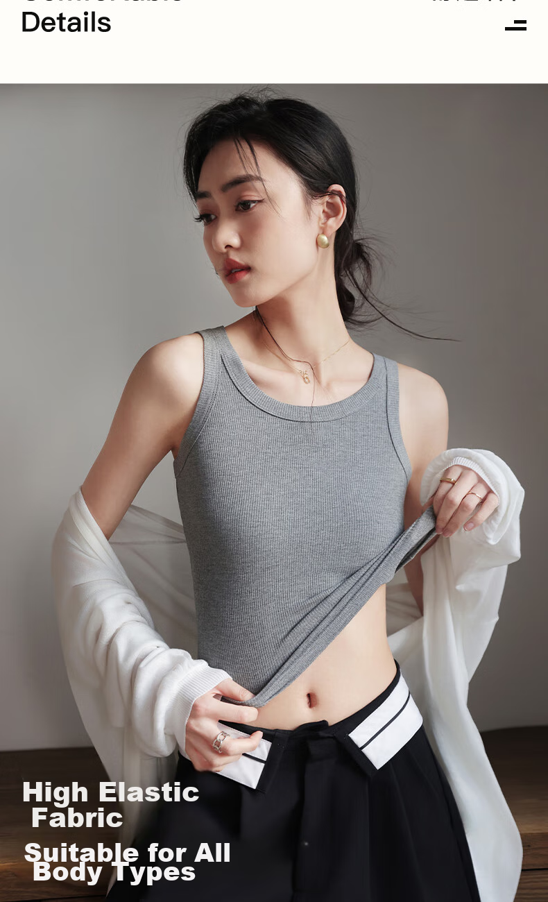 MiiOW Women's Camisole Tank Top [Modal Cotton], 2026 New Spring And Summer Style, Covers Side Boob, Flatters Back, Inner Wear, Base Layer Top 8