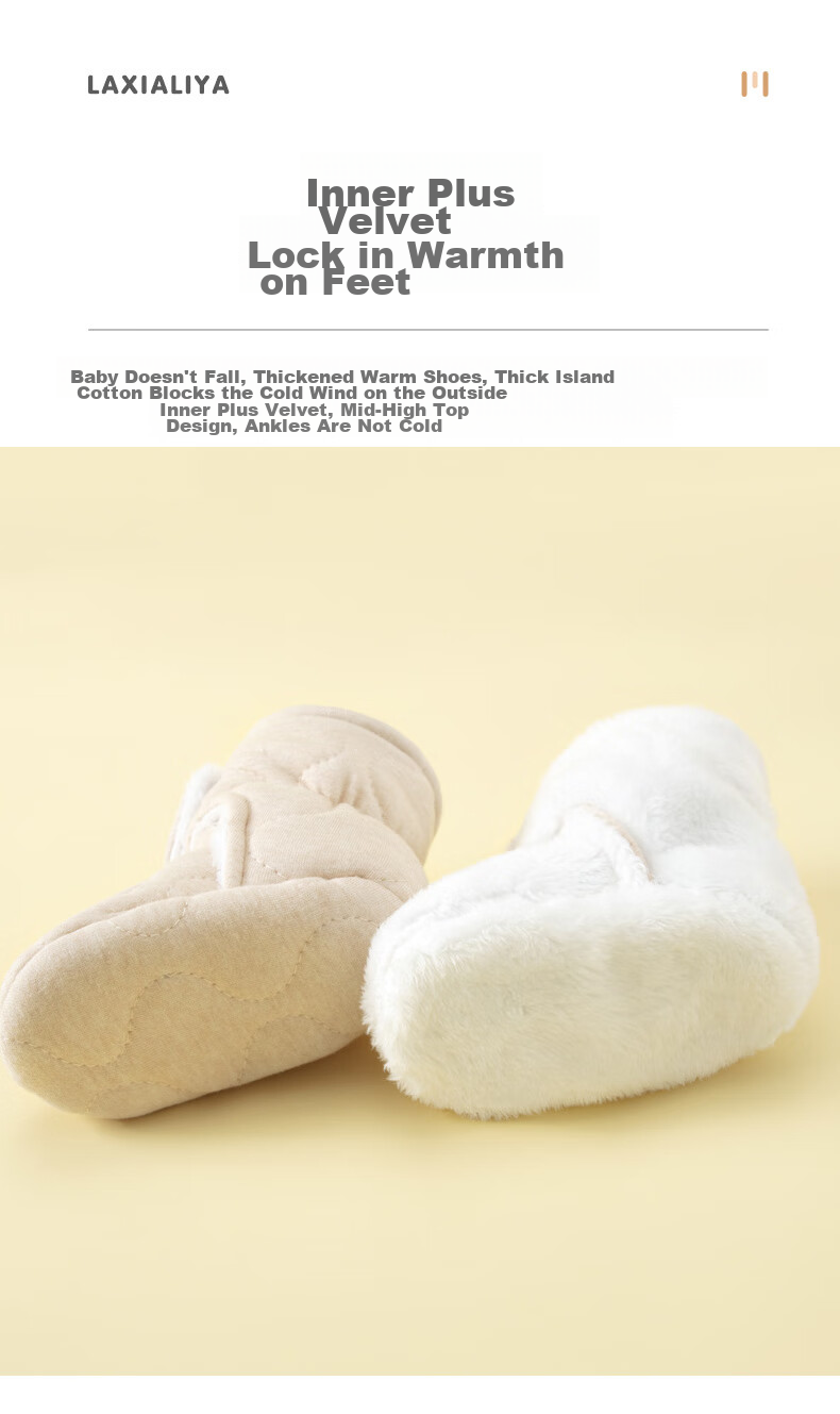 LAXIALIYA Baby Shoes Autumn Winter Infant Shoes Winter Fleece-Lined Shoes Socks Pre-Walking Shoes Newborn 0-6 Months Soft-Soled Cotton Shoes for Going Out 4