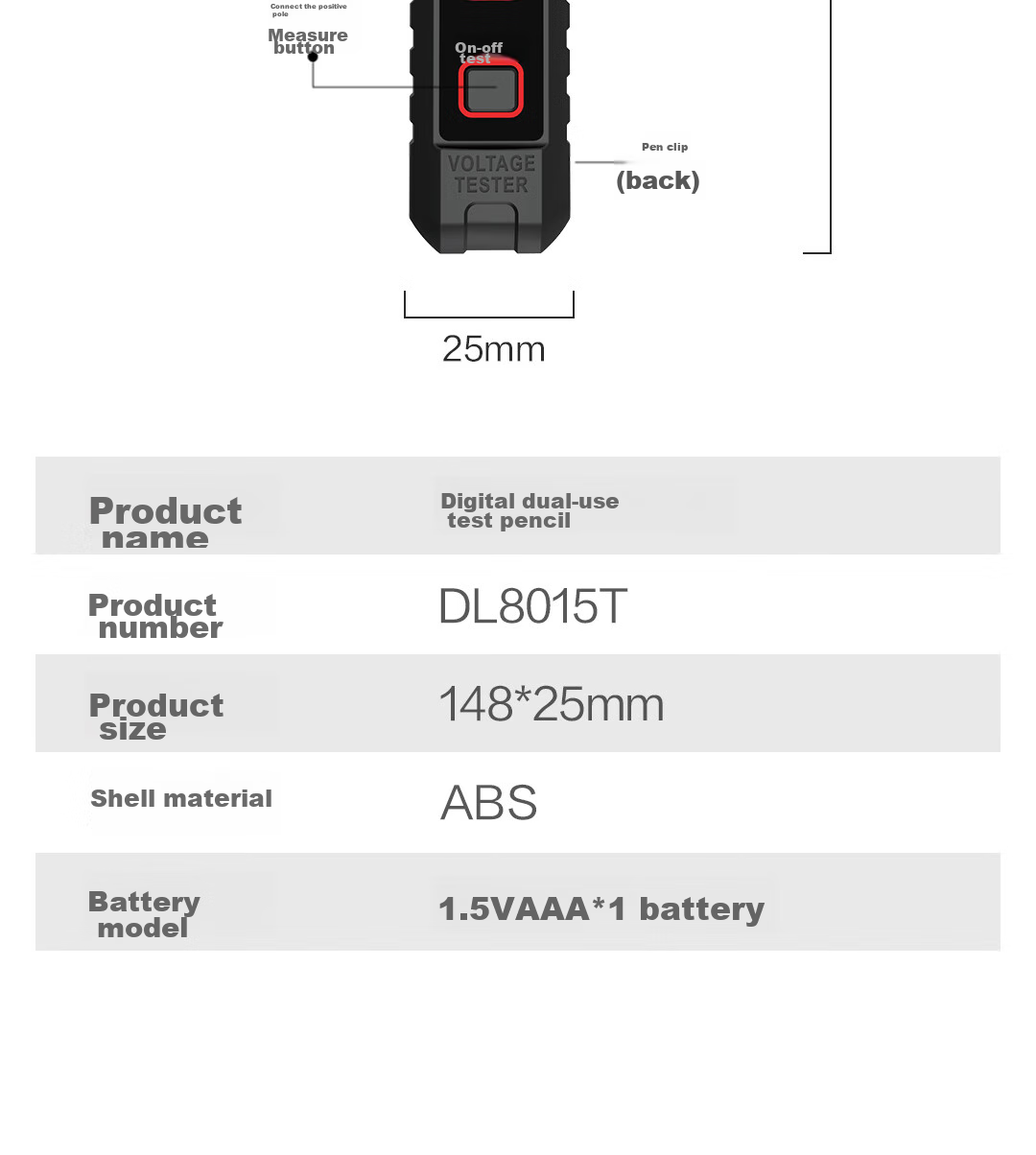 Deli Smart Dual-Use Voltage Tester Pen Multifunction Wire Break Detector Digital Display Electrician Induction High Voltage Tester Pen 16