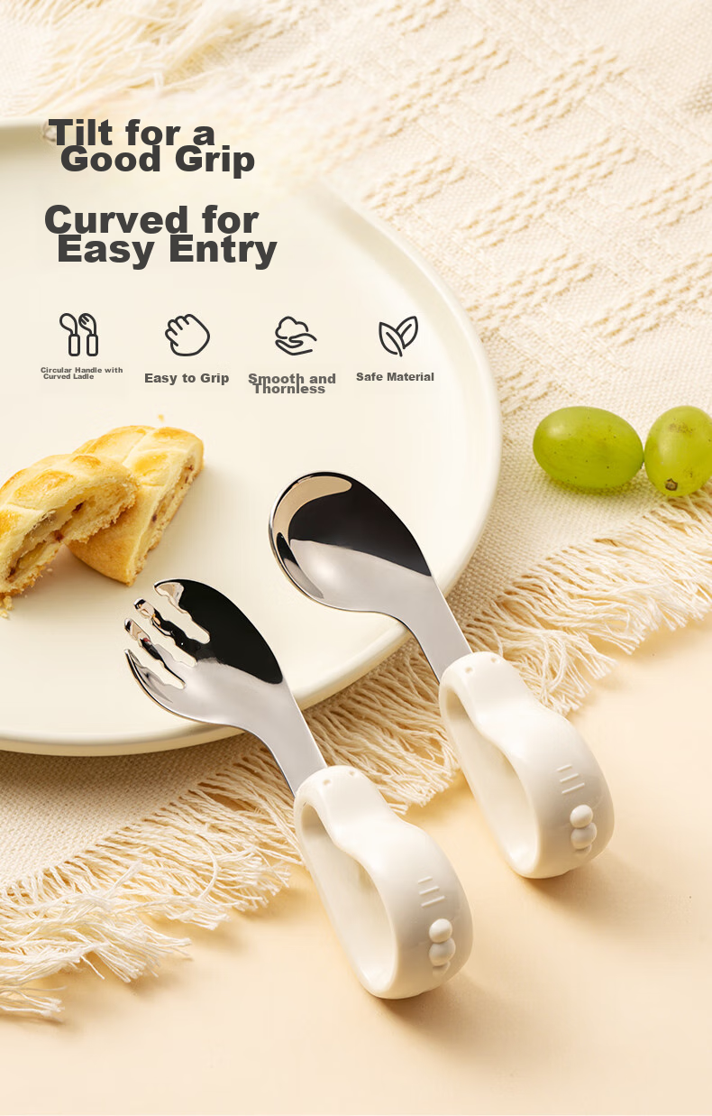 LUSN Ingot Spoon, 316L Stainless Steel, Children's Self-Feeding Eating Spoon, Long-Handled Soup Spoon, Lunch Box 1