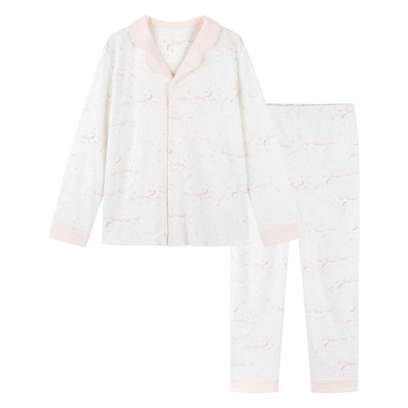 YEEHOO Lenzing Modal Children's Homewear Spring and Autumn Thin Air Conditioning Clothes Boys and Girls Baby Children's Pajamas Pink 130
