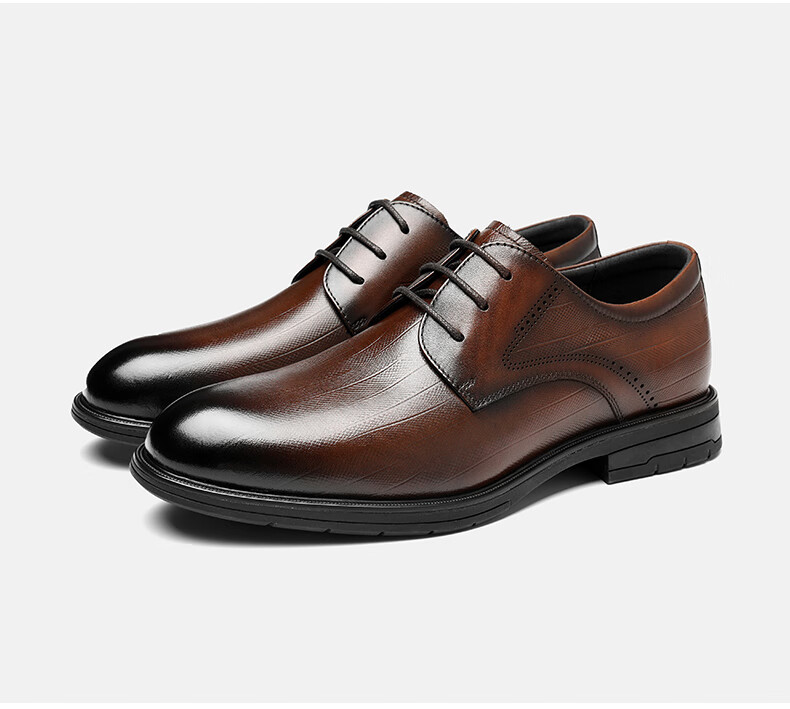 HLA Men's Leather Shoes, Business Formal Wear, Comfortable Wedding Groom Derby Shoes HAAPXM2FBA242, Black, Size 40 24