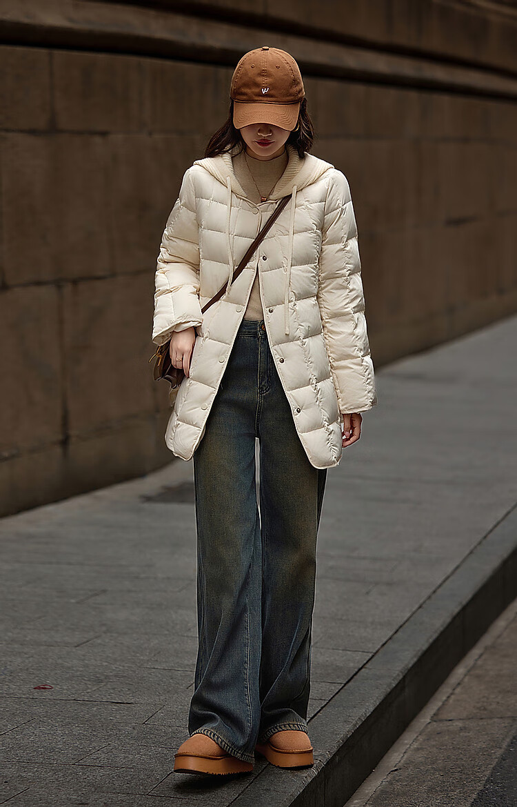 Dme [50D Cotton-Like Faux Memory] Winter Light Luxury Matte Velvet-Feel 90% Duck Down Gradient Plaid down Jacket for Wome 11