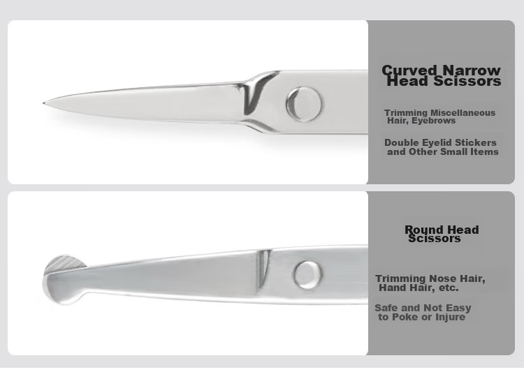 Meifuyu Stainless Steel Round-Tip Nose Hair Trimmer, Small Scissors for Men's Use, Manual Sideburn Trimmer (Thickened Version) MF8941 14
