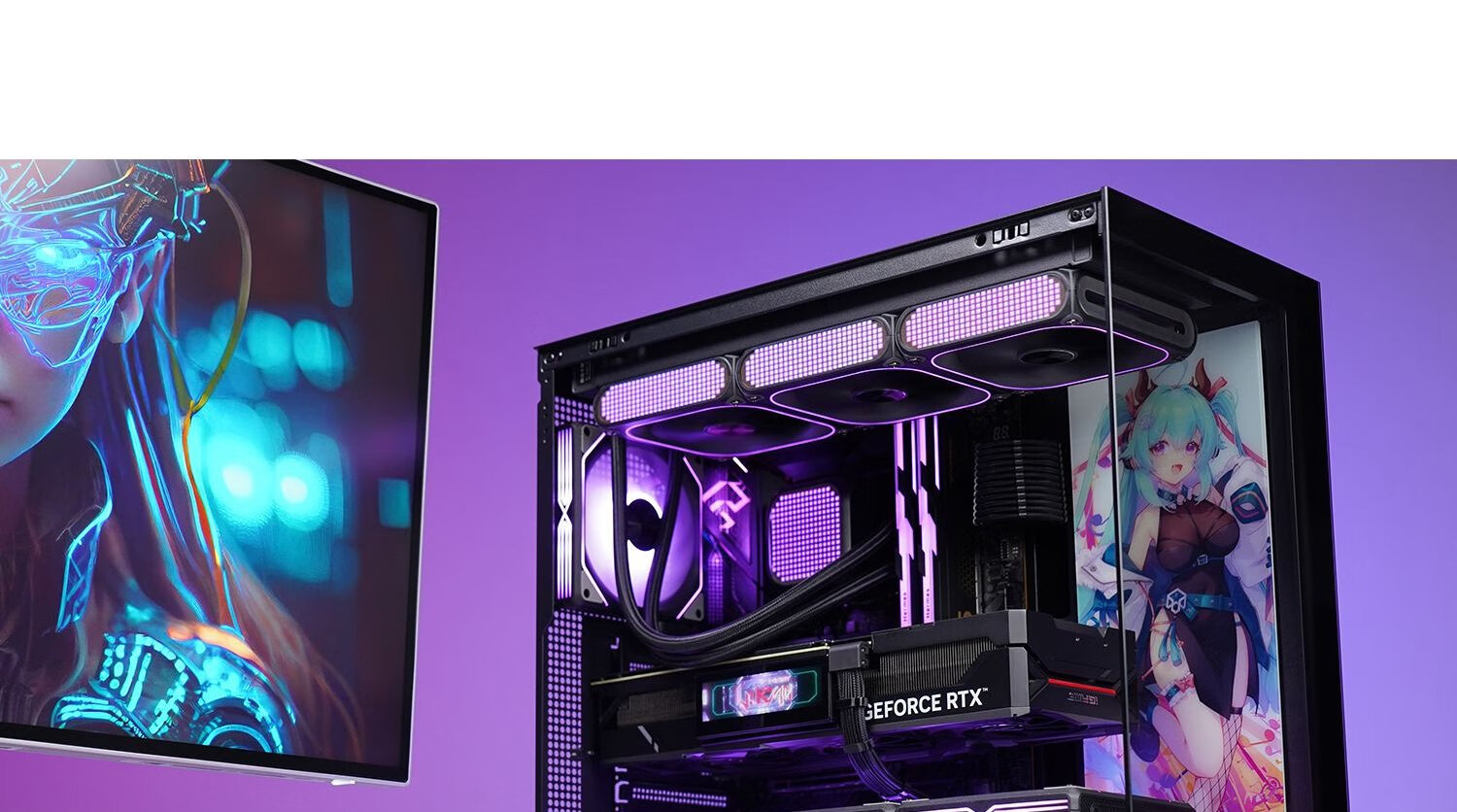 PADO Baize 360U Black Computer Desktop Chassis (MATX/Quick-Release Tempered Glass Panel/Back-Mounted Motherboard/Side-Zone/360mm Water Cooling/9 Fan Positions) 5