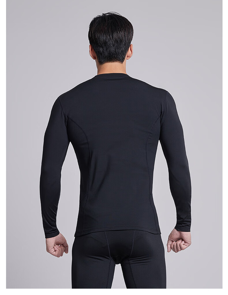 KELME Men's Outdoor Thermal Fleece Lined Compression Shirt Running Training Fitness Top Black 3XL 4