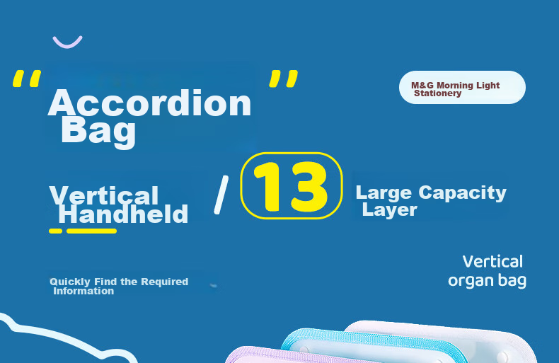 M&G A4/12-Compartment Blue File Folder, Office Handheld Document Accordion File, Student Exam Paper Sorting Organizer, Single Pack AWT90959 1
