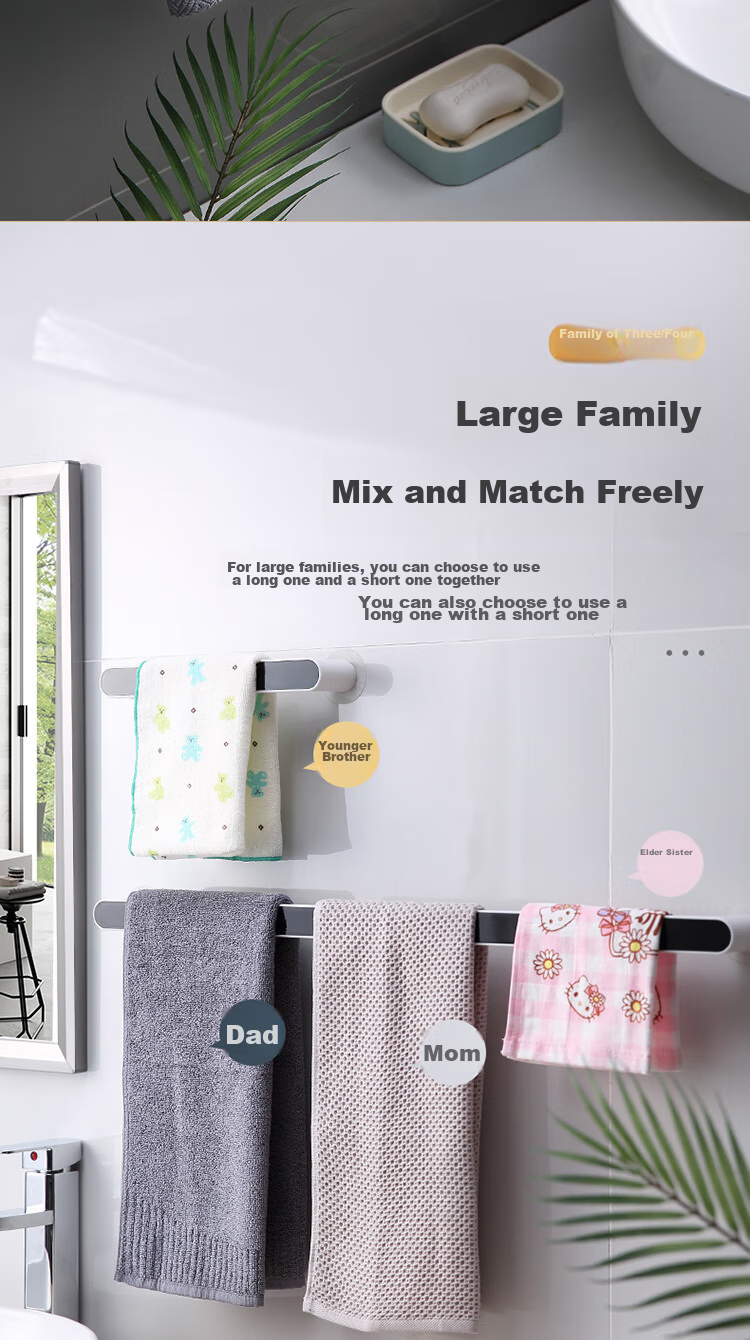 Ecoco Simple Towel Rack, No Drilling Required, Bathroom Storage Shelf, Bath Towel Holder, Towel Bar Organizer 10