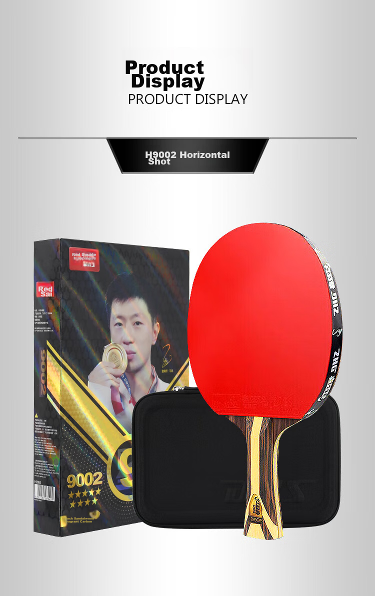 DHS Nine-Star Penhold (Fast Delivery from Beijing Warehouse + Racket Cover), Table Tennis Paddle F9002 Penhold Grip Single Racket 8
