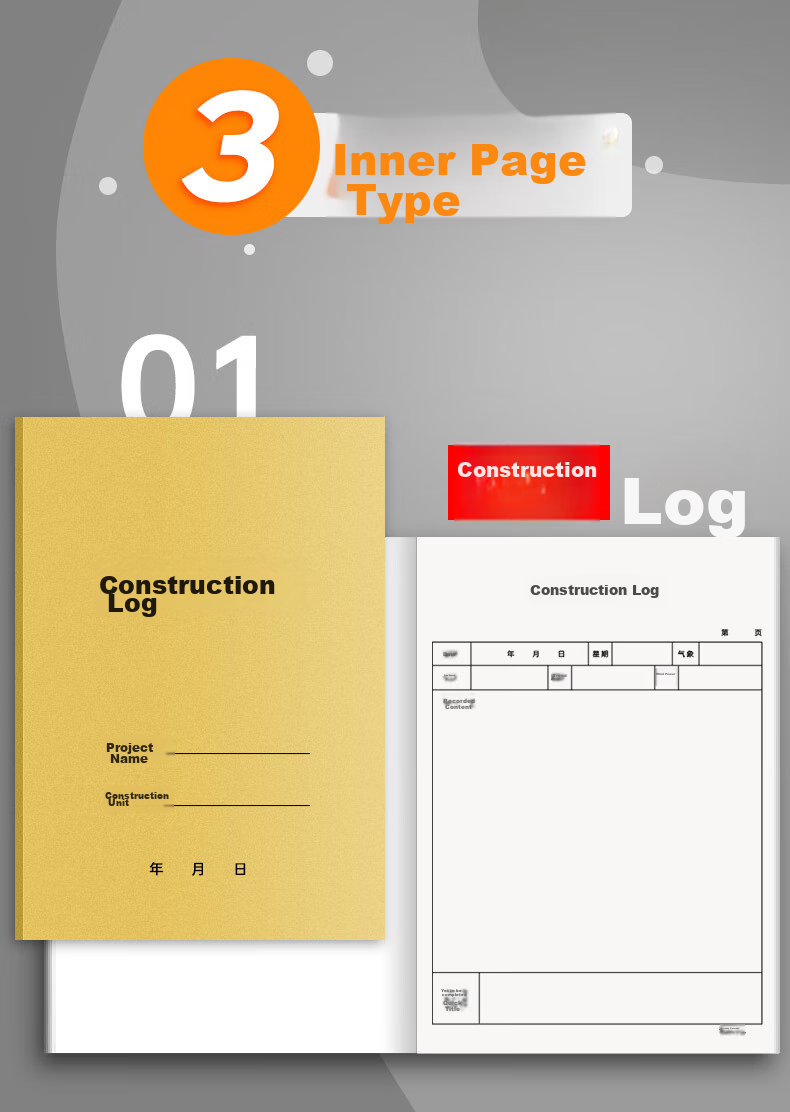 DiLe Premium Series, 16K Customized Safety Log Notebook for Construction Supervision And Safety Recording, Single Book with 38 Pages, 4341 Safety Log 5