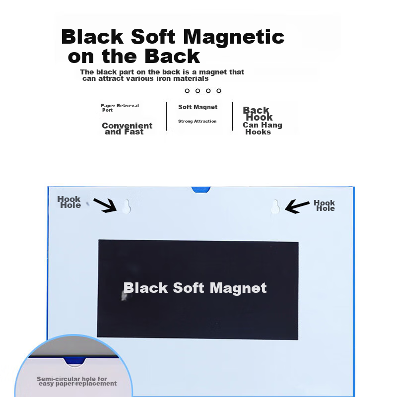 Elifo A4 Card Holder, Magnetic Hard Plastic Case, Warehouse Identification Card, Signage, Magnetic File Holder, Inspection Checklist Holder, Hard Magnetic Wall Sign Holder, Card Slot Sticker