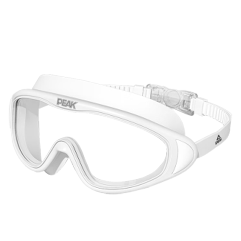 Peak Adult Swimming Goggles and Cap Set Waterproof Anti-Fog HD Large Frame White