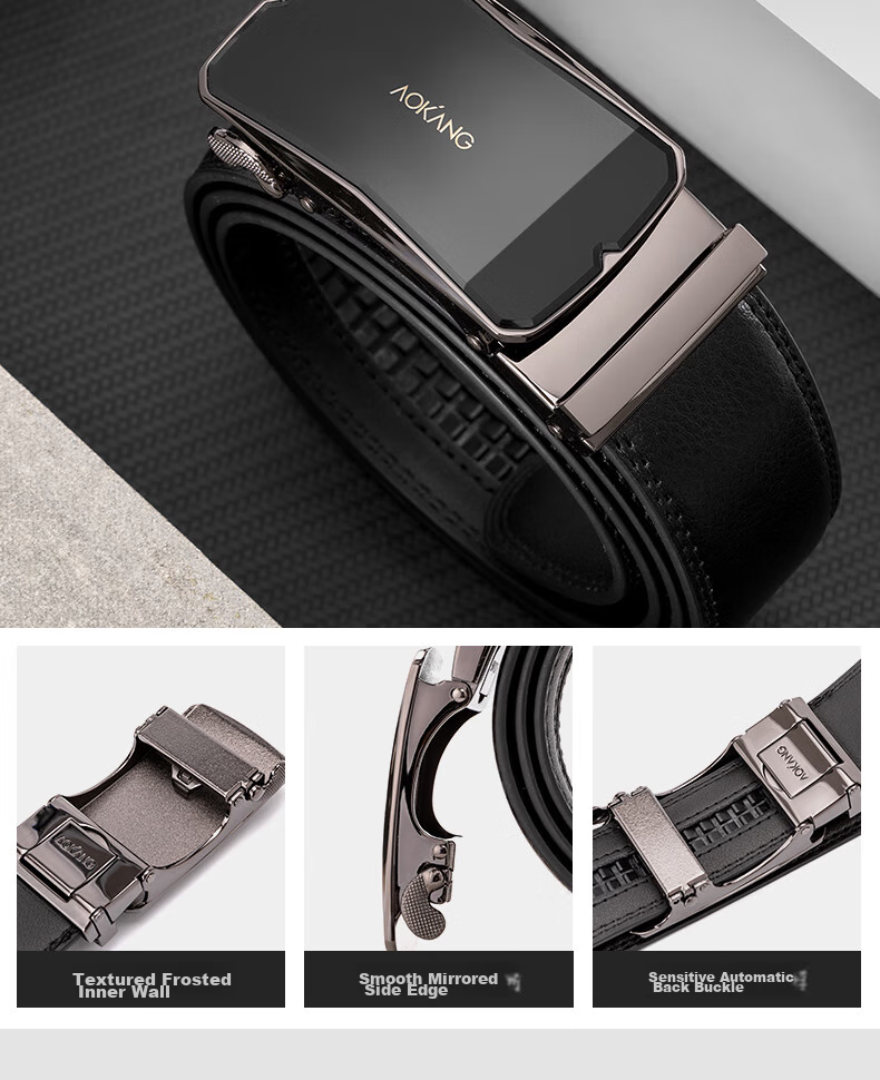 Aokang Men's Leather Belt, Business Automatic Buckle Waistband, Birthday Gift for Husband 3