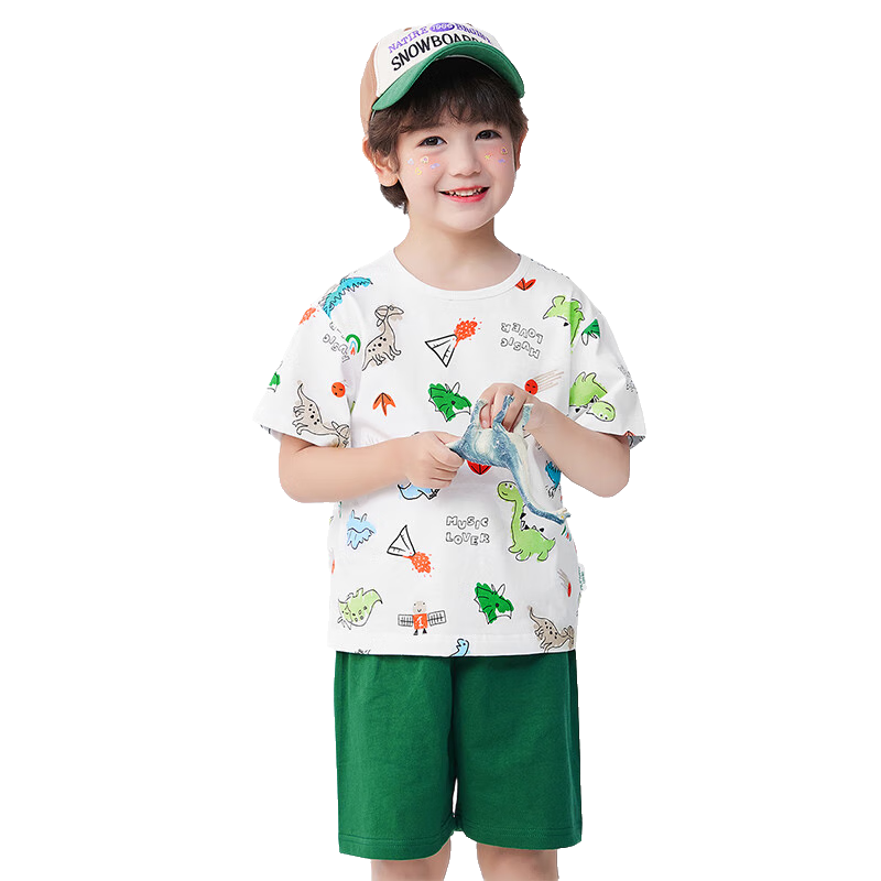 Minimumuwu Children's Short-Sleeve Outfit, Summer 2026 New Style, Boys' Pure Cotton Top, Girls' Round Neck Short-Sleeve Shorts Set