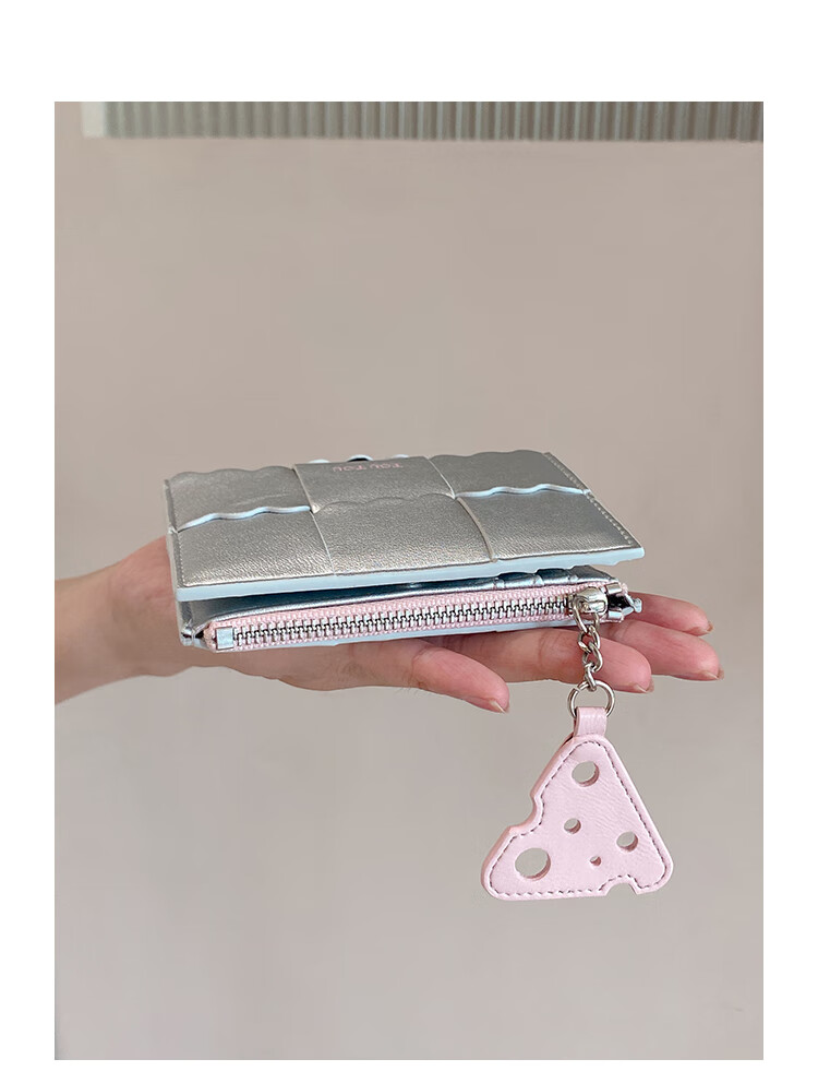 Toutou Coin Purse, Woven Storage Card Holder, Multi-Card Slots, Large Bill Clip, Silver Clutch, Gift for Girls And Best Friends, Travel And Birthday Present 12