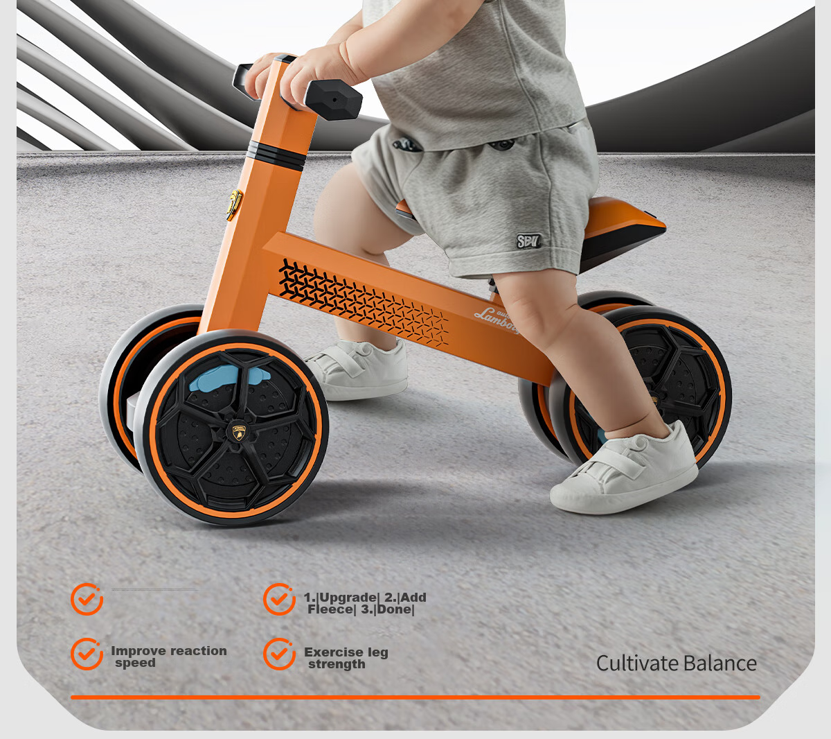 AUTOMOBILI LAMBORGHINI Children's Balance Bike for Ages 1-3, Anti-Rollover, Baby Mid-Autumn Festival National Day Birthday First Birthday Gift Gliding Walker 6