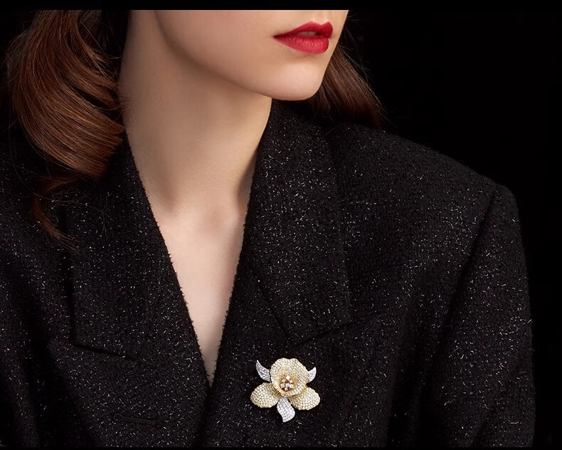 Eternelle French Original Design Camellia Brooch, High-End Luxurious Elegant Corsage, Women's Gift 6