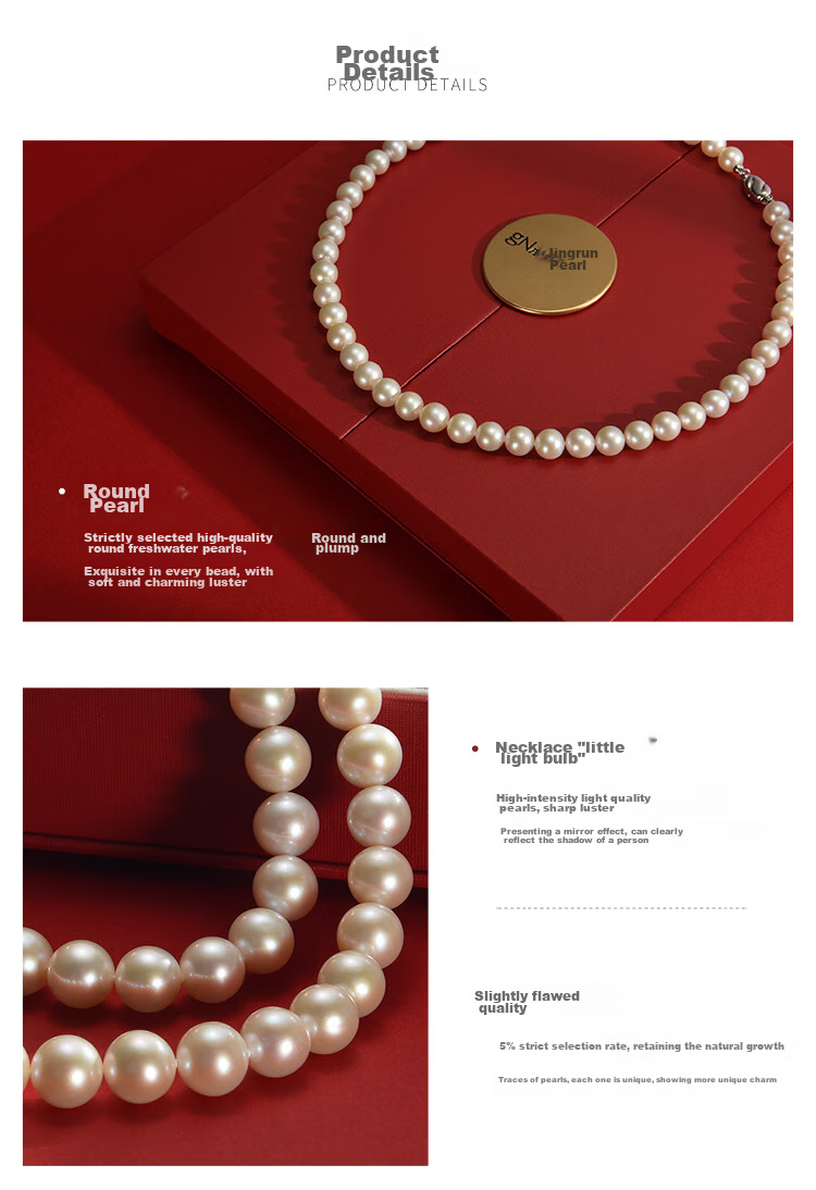 Jingrun Pearl Necklace for Women 925 Silver Freshwater Pearl Necklace Youthful Jewelry Practical Birthday Gift for Girlfriend 6