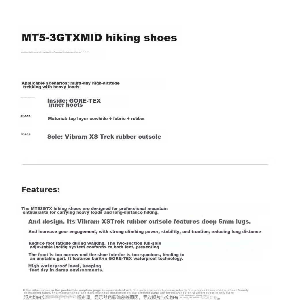 KAILAS MT5-3 Men's Mid-Top Hiking Boots, GTX Waterproof, Non-Slip, Shock-Absorbing, Heavy-Duty Trekking Shoes 16
