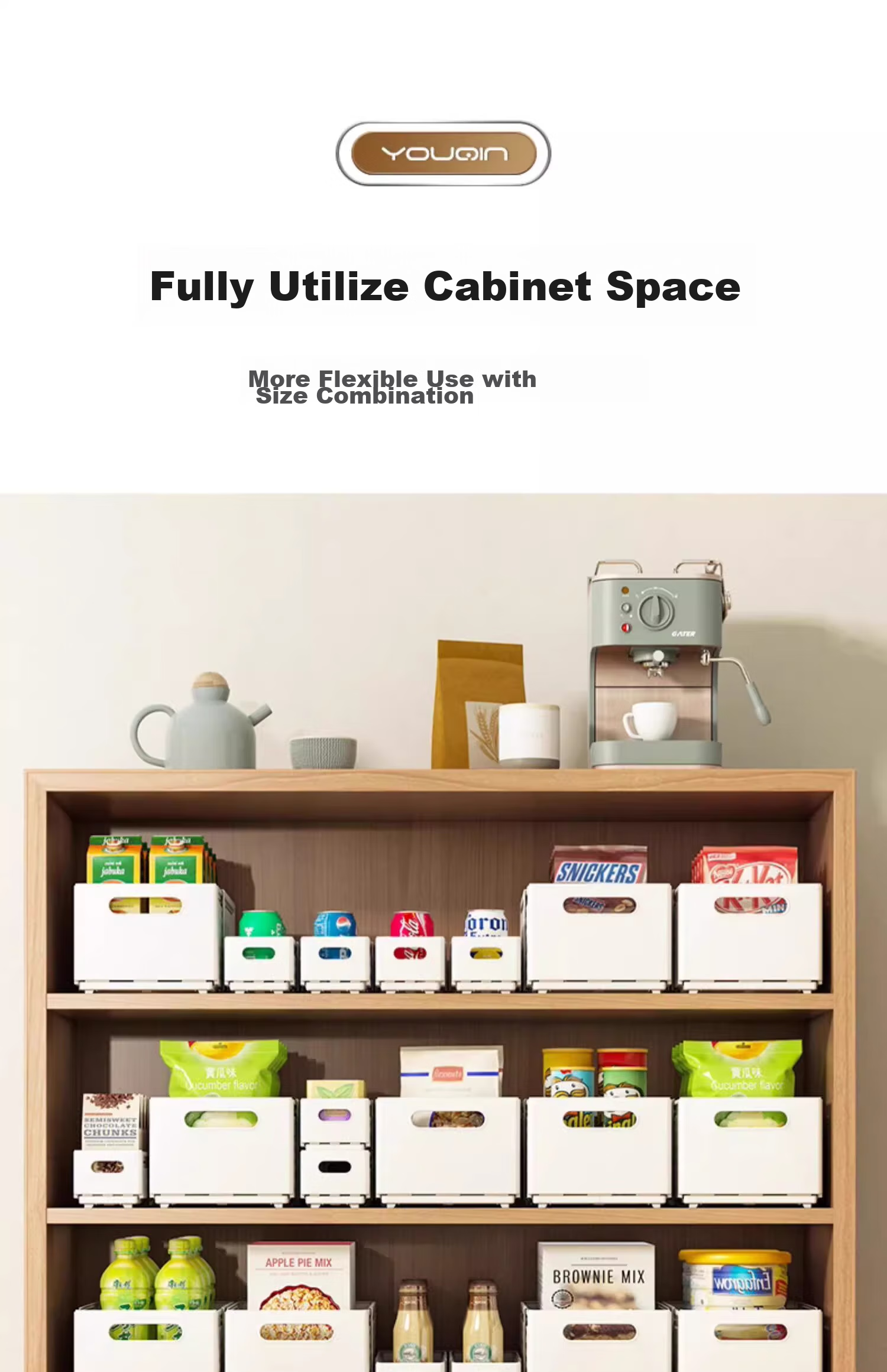 Jiadu Extendable Storage Box, Drawer-Style Desktop Organizer for Snacks And Miscellaneous Items, Kitchen Storage Container, Deep Cabinet Storage Box 7