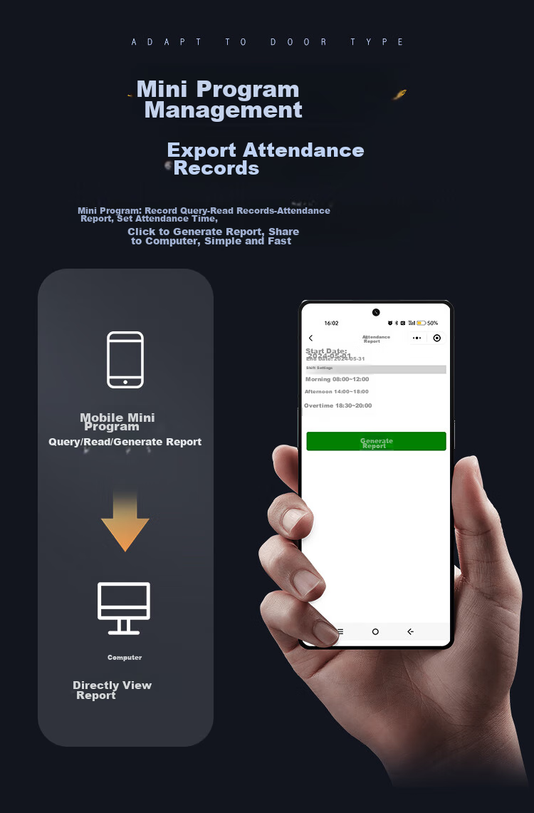 Realand Glass Door Fingerprint Lock, Access Control Smart Electronic Password Lock, Office Glass Door Lock, No Drilling Required, No Wiring Needed, Bluetooth Mini Program Attendance Lock, ZD-108 10