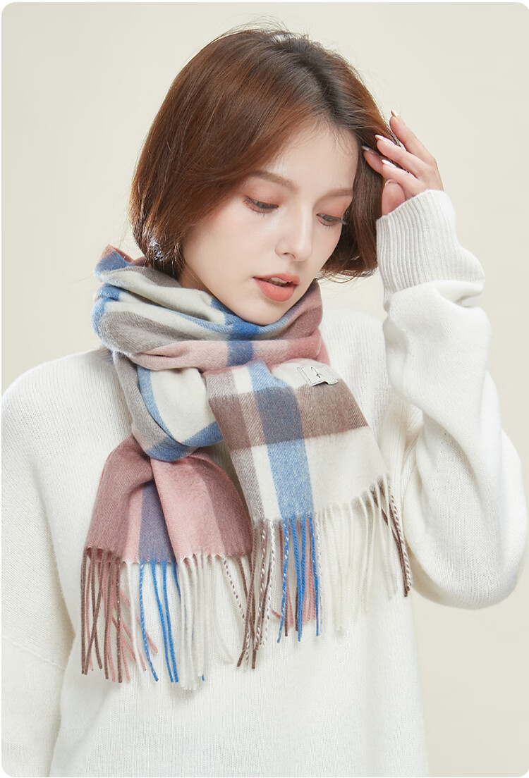 JIUMU Pure Wool Scarf for Women, Autumn And Winter Neck Warmer, Ladies' Warm Shawl, Gift for Women on Mid-Autumn Festival Or Birthday, Gift Box Packaging 33