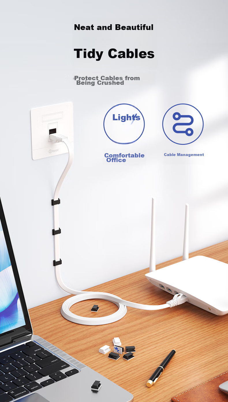 BIAZE Cable Organizer, Inner Diameter 11mm Self-Adhesive Flat Wire Fixer, Cable Management Tool for Network And Electrical Wires, Desktop Cable Clip, Wire Holder, Black, Pack of 100 7