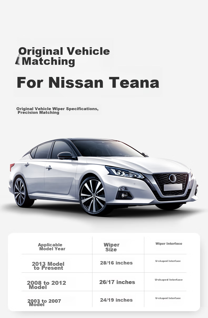 Goodyear Nissan New Teana Windshield Wipers for 2013-2018 Models, Original Rubber Blades for Front 28/16 7