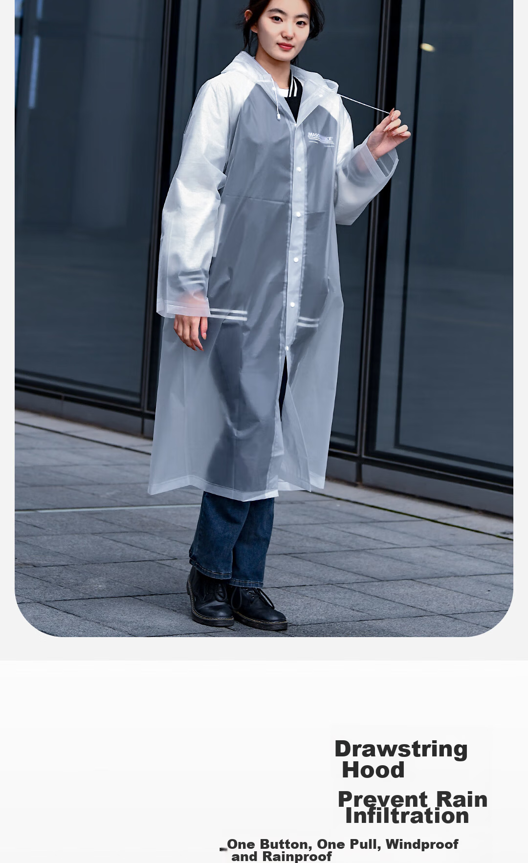 Deli Disposable Thickened Long Adult Raincoat Rain Poncho Integrated Heavy Rain Cycling Full Body Portable Outdoor Unisex 8