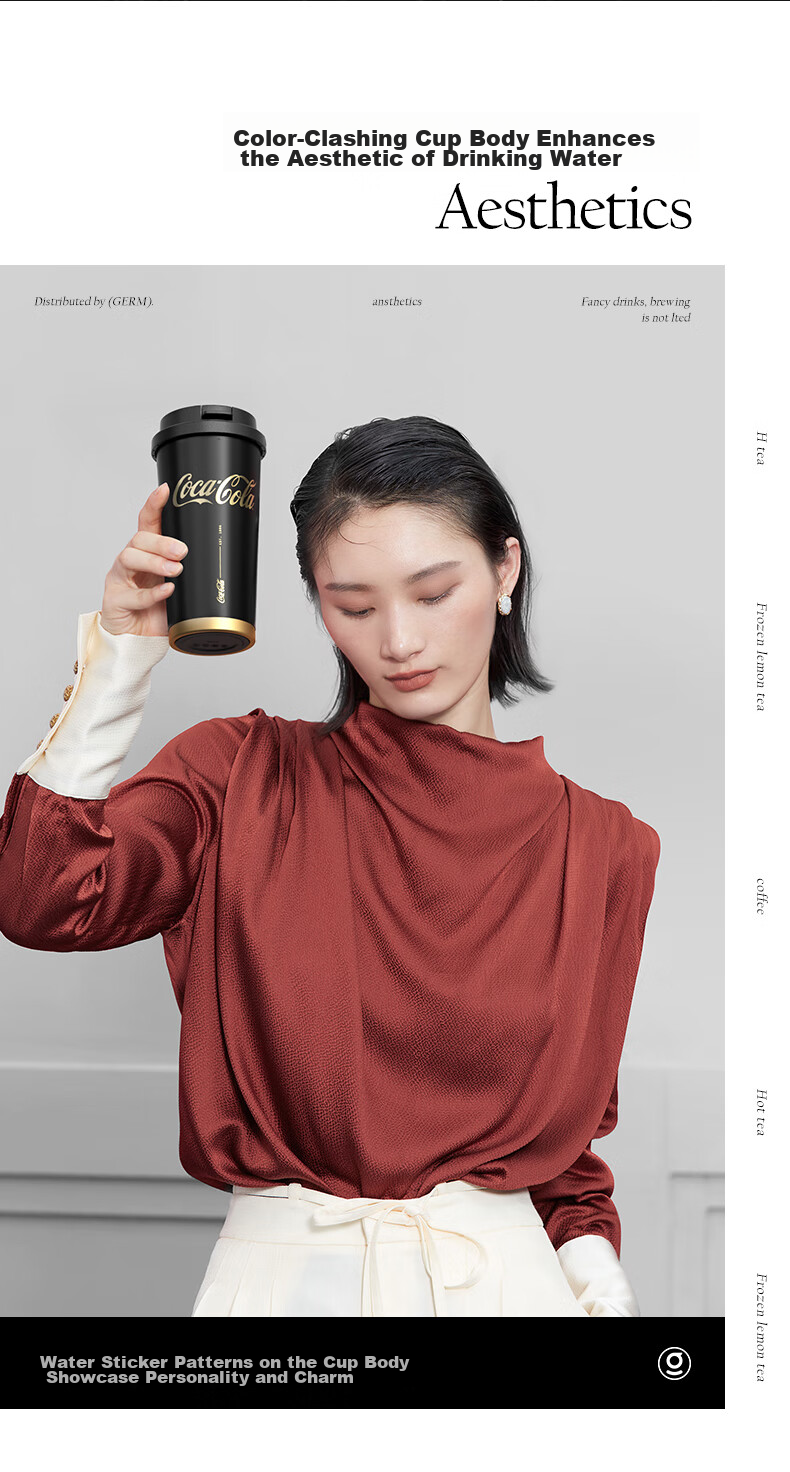 Germ Lily of The Valley Double-Insulated Tumbler with Straw, Women's Coffee Cup, Mid-Autumn Festival Gift Mug, 500ML, Tea White 7