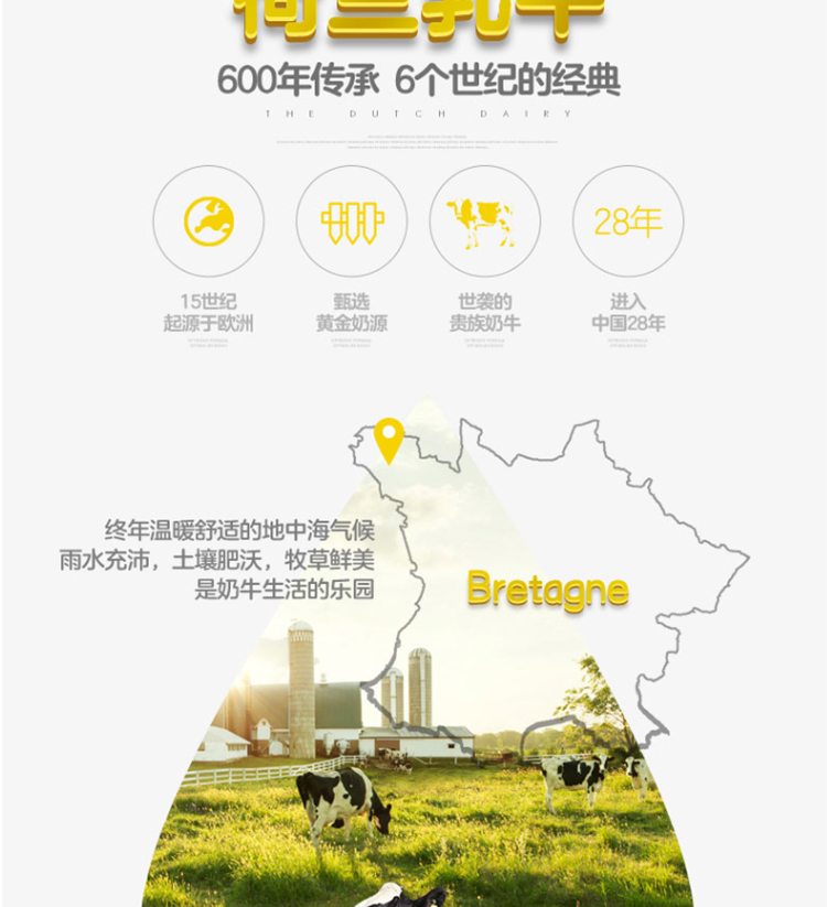 法国原装进口 荷兰乳牛 高钙脱脂纯牛奶 1L*6盒*4件 图6