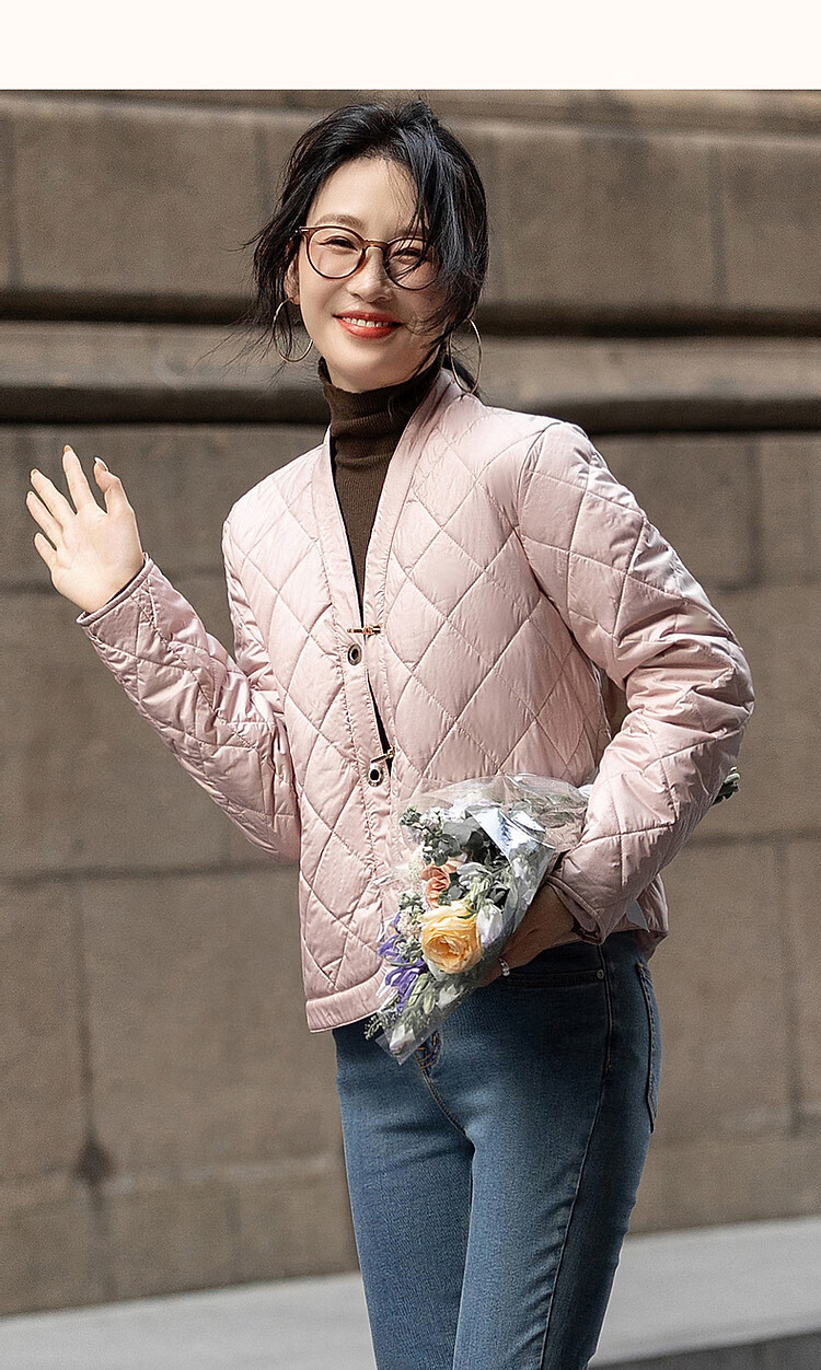 Dme [Laoqian Yinxiang] Winter Luxury Matte Light Luxury 400T Spring Yarn Diamond-Quilted Women's Cotton Jacket 21