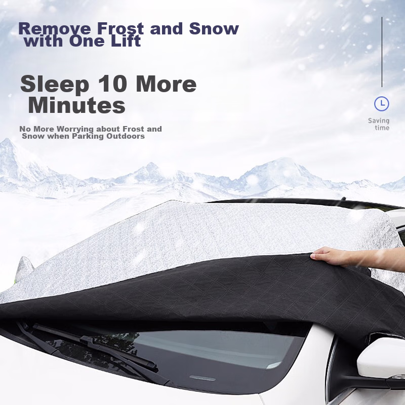 Dijialun Thickened Car Windshield Snow Cover, Half-Size Front Windshield Frost Protection, Universal Magnetic Cover, Magnetic